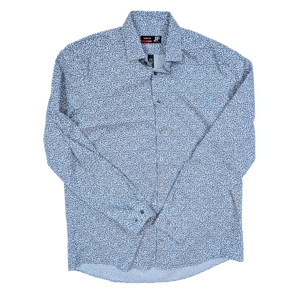 J. Ferrar Blue Pattern Slim Fit Button Up Dress Shirt Men's Size‎ Large 16 X 34